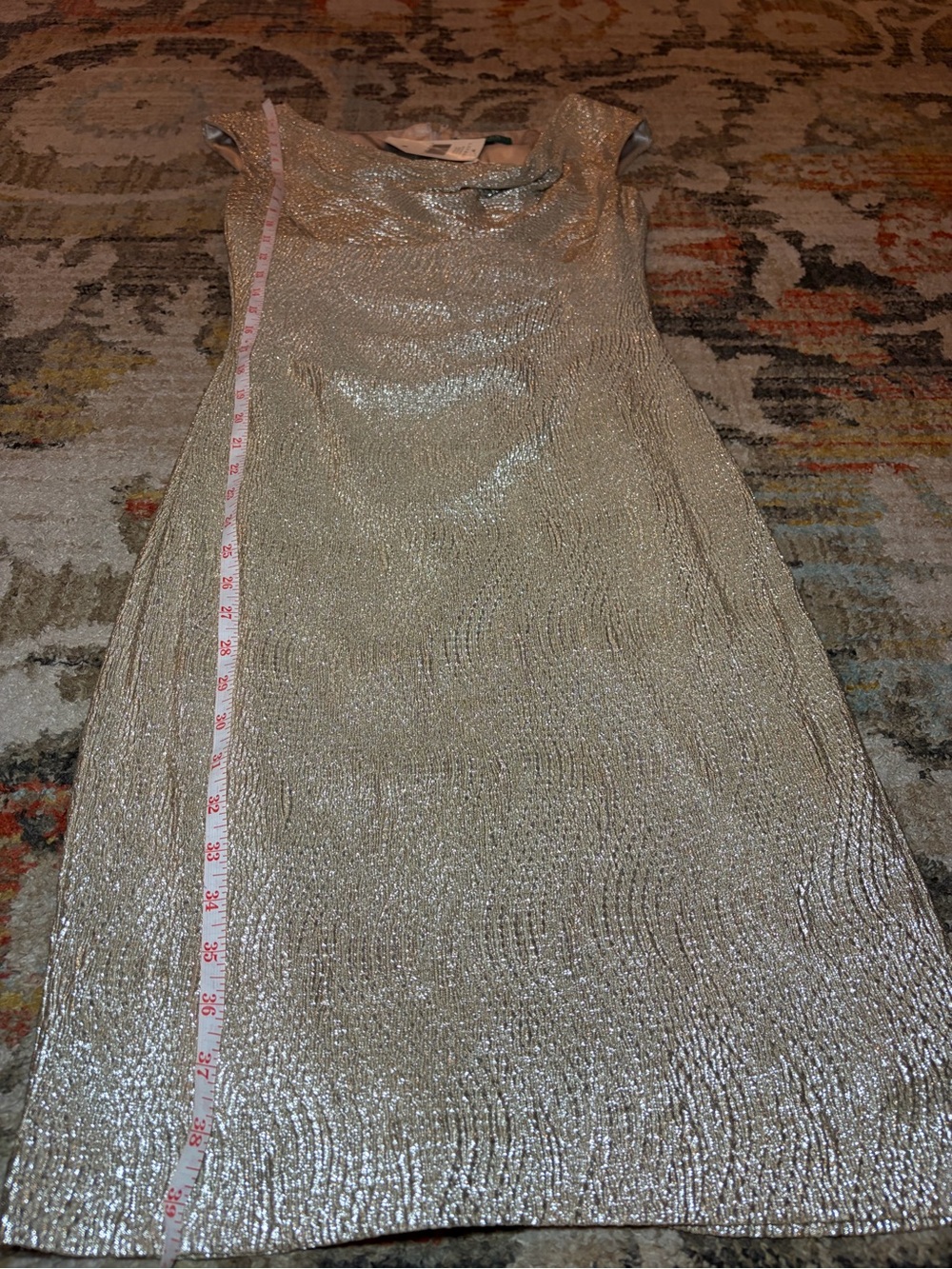 Metallic Gold Sleeveless Cocktail Dress
